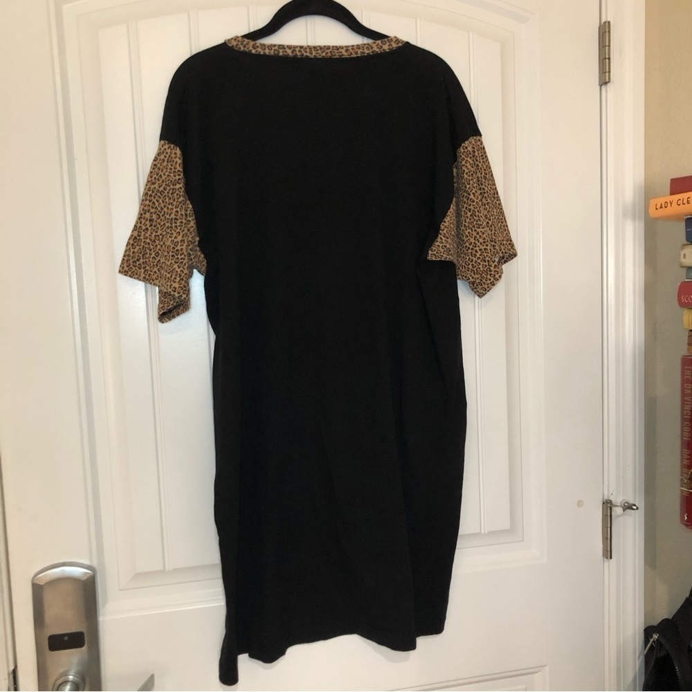 Simply Basic Vintage Leopard Sleepy Teddy Bear Short Sleeve Nightgown Size XL - Picture 5 of 9